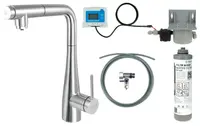 Baterie pentru bucatarie cu pipa extractibila, crom si kit de filtrare a apei, Deante Eridan