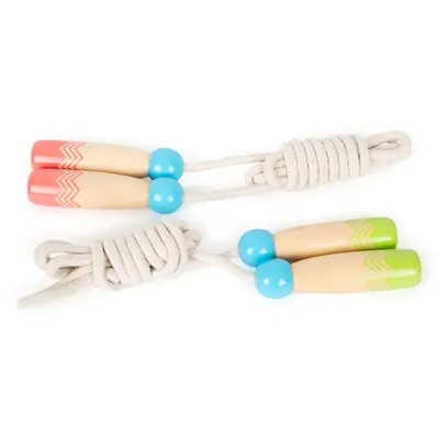 Set frânghii de sărit Small Foot - Mânere din lemn, 2 buc