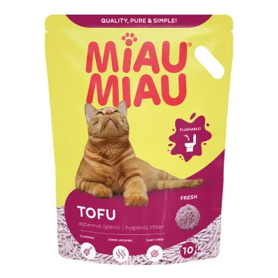 MIAU MIAU Tofu, Fresh, așternut igienic pisici, peleți, tofu, aglomerant, ecologic, biodegradabil, 10l