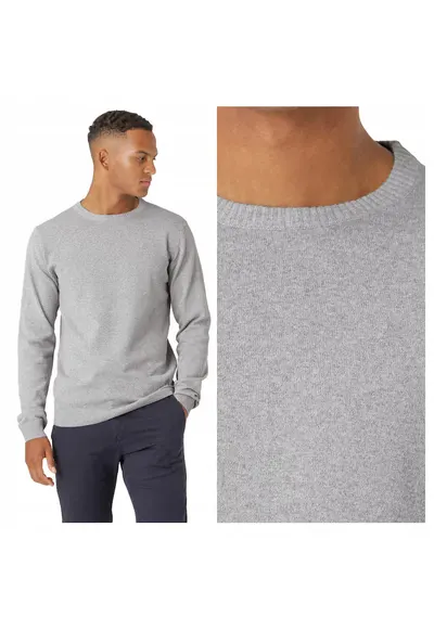 Pulover Barbati - Dustin - Regular Fit - Maneci Lungi - Decolteu Rotund - Design Simplu - Bumbac - Gri - Gri