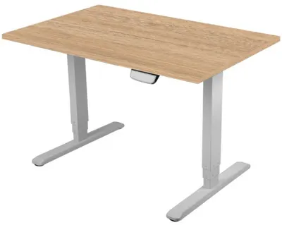 Birou electric ergonomic RFG - Metal gri, top chihlimbar