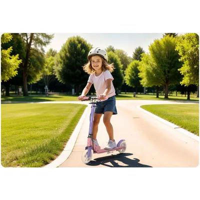 Trotineta pentru copii Ricokids Kodi Princess pliabila, inaltime ghidon reglabila, platforma antiderapanta, roti din PU rezistente, rulmenti ABEC-7, 2 frane de mana si picior, manere ergonomice pliabile si cric