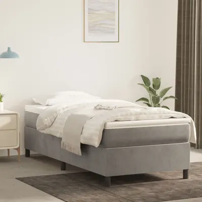vidaXL Cadru de pat cu arcuri, gri deschis, 80x200 cm, catifea