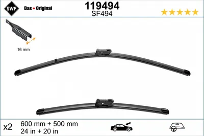 Lamela stergator fata (2 buc) Visioflex 600 500mm potrivit VOLVO C40, XC40 10.17
