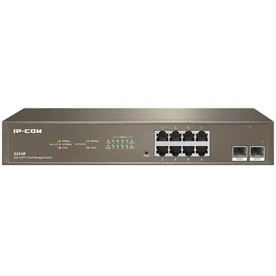 IP-COM 10-Port Gigabit Ethernet managed switch, G3310F; Network standard: IEEE 802.3, IEEE 802.3u, IEEE 802.3ab, IEEE 802.3x