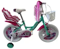 Bicicleta copii Belderia Linda, culoare turcoaz, roata 14 , cadru din otel