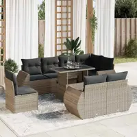 Gossi set canapele de gradina, 9 piese, cu perne, gri, poliratan