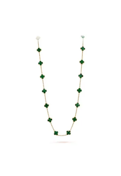 Colier Smarald Alhambra 20 motive florale - placat cu aur 14K - lungime 80cm