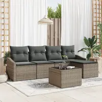 Gossi set de canapea de gradina cu 5 piese si perne din ratan polimeric negru