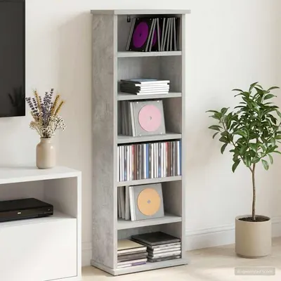 vidaXL Dulap pentru CD-uri Gri Beton 60 x 17 x 92 cm Lemn prelucrat