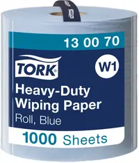 Hârtie industrială pe rolă Tork - Heavy-Duty Wiping Paper, W1, 1 х 1000 buc, albastru