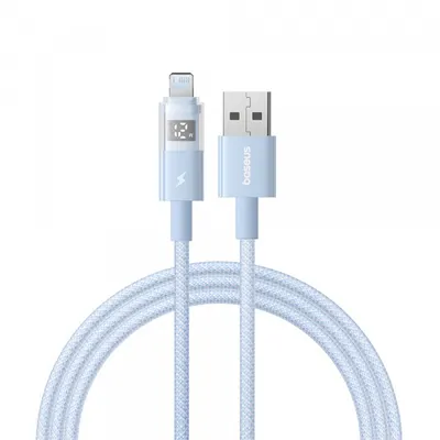 Cablu Date si Incarcare USB-A - Lightning Baseus Display 2, 12W, 1m, Albastru P10382700311-00