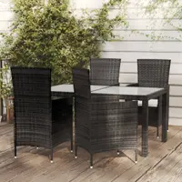 Gossi set mobilier de exterior cu perne, 5 piese, negru, poliratan