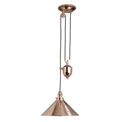 Lampa suspendata Provence 1 Light Rise and Fall Pendant – Polished Copper
