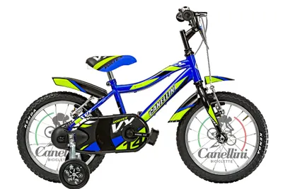 Bicicletă pentru băieți Canellini VORTEX 14" - Albastru/Verde/Negru
