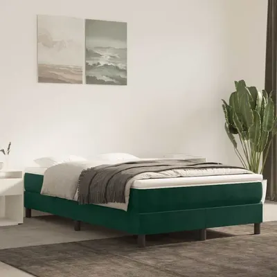 vidaXL Cadru de pat cu arcuri, verde închis, 120x200 cm, catifea