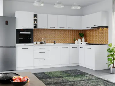 Set Mobila Bucatarie Colt Mina Pure 300*160 Alb C195