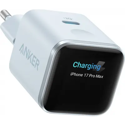 Incarcator Retea Anker Nano Display, 45W, 3A, 1 x USB-C, Albastru A121DG31
