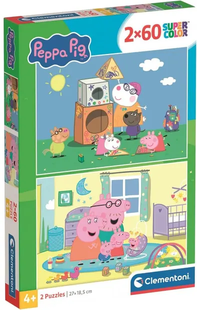 Puzzle pentru copii Clementoni din 2 x 60 piese - Purcelușul Peppa