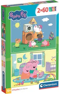 Puzzle pentru copii Clementoni din 2 x 60 piese - Purcelușul Peppa