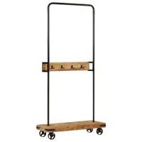 Gossi suport pentru haine cu roti 90x35x190cm lemn masiv mango & fier