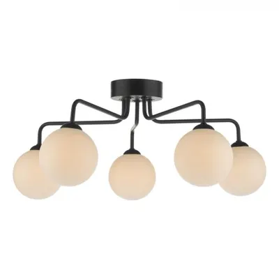 Plafoniera Feya 5 Light Semi Flush Matt Black Opal Glass