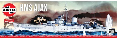 Airfix Model asamblabil Militar: Nave - Crucişător liniar britanic HMS Ajax - Vintage Classics