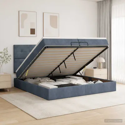 vidaXL Pat ottoman cu saltea Gri închis 200 x 200 cm Catifea