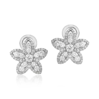 Cercei florali din aur alb cu diamante de 1.39ct