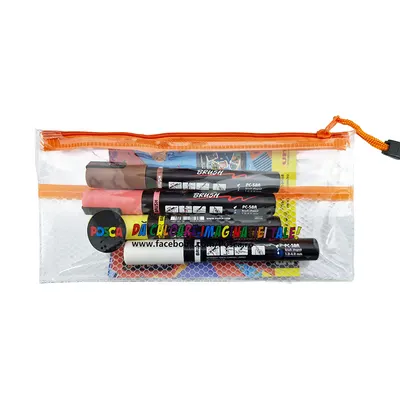 Penar tip etui, Posca, echipat cu 4 markere PC-5BR