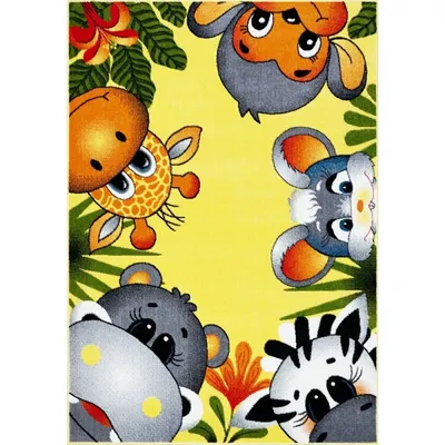 Covor pentru Copii, Kolibri Animalute 11058, Galben, 200x300 cm, 2200 gr/mp