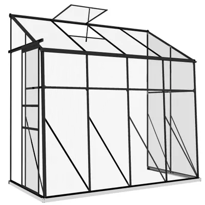 Outsunny Seră de perete, seră de grădină din policarbonat, cu ușă culisantă, vent de acoperiș, fundație, 127 x 253 x 240 cm negru | Aosom Romania