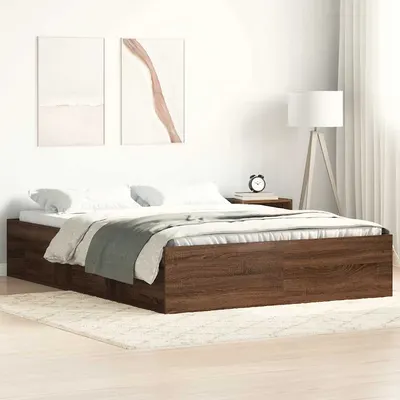 vidaXL Cadru de pat mic dublu, stejar maro, 120x190 cm