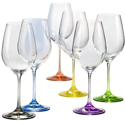 Pahare de vin alb Bohemia Crystalex - Rainbow, 6 buc, 350 ml