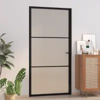 vidaXL Ușă de interior, 102,5x201,5 cm, Negru, sticlă mată și aluminiu