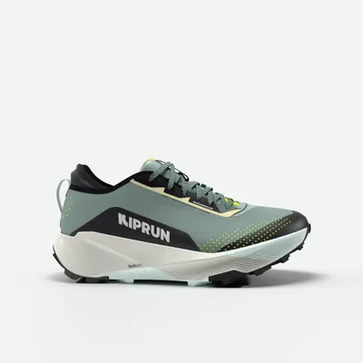 Încălțăminte trail și alergare, impermeabilă, Kiprun Kipsummit verde-negru damă