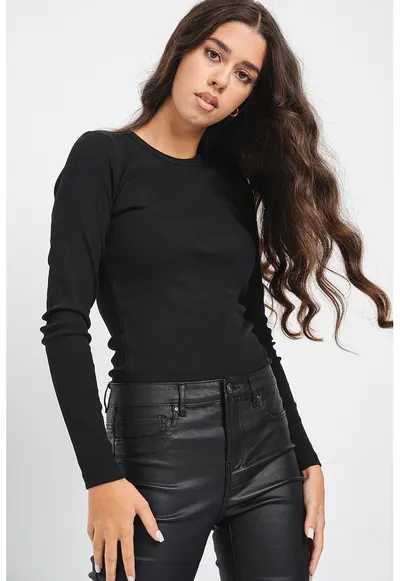 Bluza slim-fit din amestec de bumbac organic Chloe - Negru