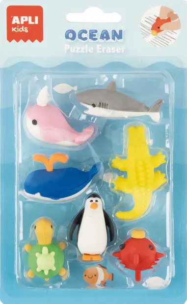 Set radieră puzzle Apli Kids - Ocean, 7 buc