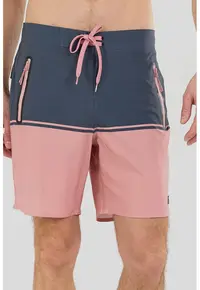 Pantaloni scurti de baie cu buzunare cu fermoar Morris - Roz prafuit/Bleumarin