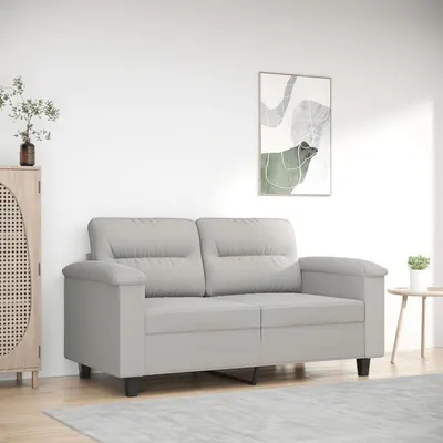 Gossi canapea cu 2 locuri, gri deschis, 120 cm, tesatura microfibra