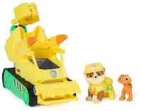 Set de joacă Spin Master Paw Patrol - The Dino Movie, buldozerul de salvare cu Rubble și dinozaur