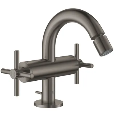 Baterie bideu Grohe Atrio 24027AL3, 3/8 inch, dubla comanda, cartus ceramic, evacuare cu tija, marimea M, Hard graphite