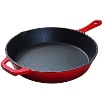 Tigaie Emailata din Fonta cu Strat Antiaderent, 26 cm, Rosie, Newalor