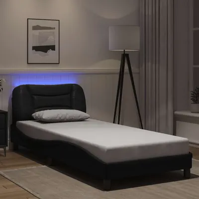 vidaXL Cadru de pat cu LED fără saltea, Hvar, negru, 80x200 cm