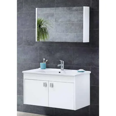 Set mobilier baie Mira suspendat 3 piese alb 85 cm