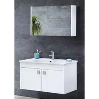 Set mobilier baie Mira suspendat 3 piese alb 85 cm