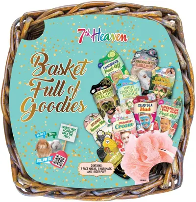 7th Heaven Set de mască Basket Full of Goodies, 10 buc+ Coș și burete de baie
