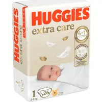Scutece Huggies, Extra Care Convi, Marimea 1, 2-5 Kg, 26 Buc