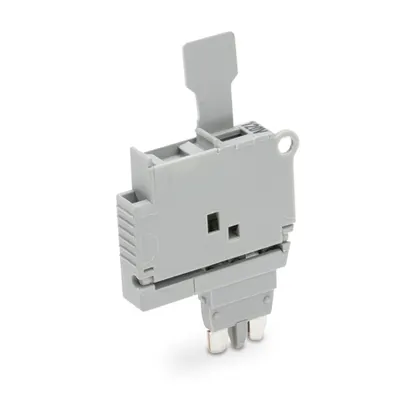 Fuse plug; with pull-tab; for 5 x 20 mm miniature metric fuse; with indicator lamp; 120 V; 6.1 mm wide; gray