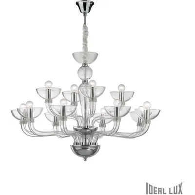 candelabru Casanova, 12 becuri, dulie E14, D:890 mm, H:750/1650 mm, Transparent